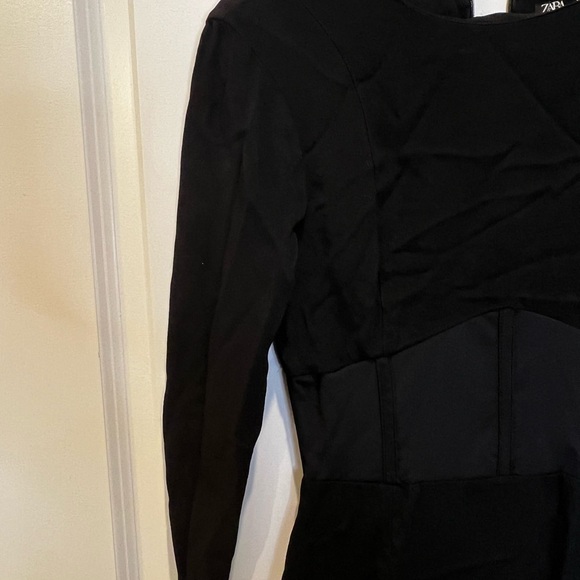 Zara Corset Long Sleeve Black Mini Dress Size Medium - Picture 8 of 13